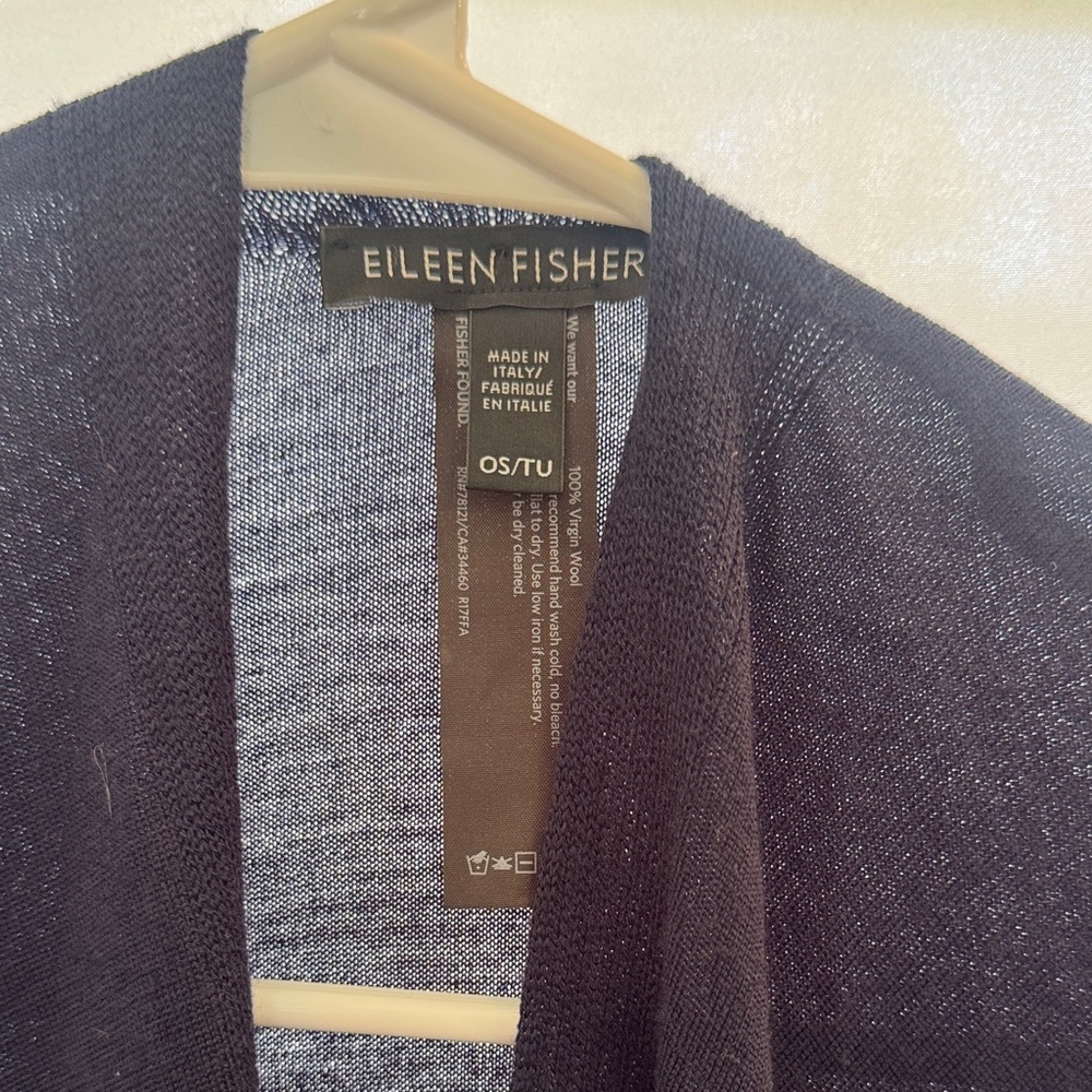 Eileen Fisher Wool Navy Open Front Cape / Poncho